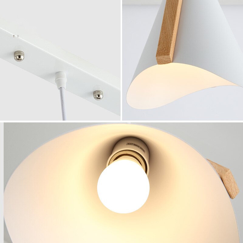 Nord europa tre metall pendel lys hvit sconce bar stue spisestue hjemmedekorasjon led hengende hengende lamper