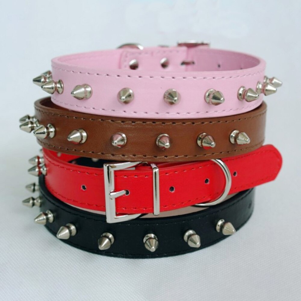 Huisdier Honden Halsbanden Pitbull Bulldog Verstelbare Kraag Hals Collare Riet Leer Klinknagel Spiked Puppy Ketting Bezaaid