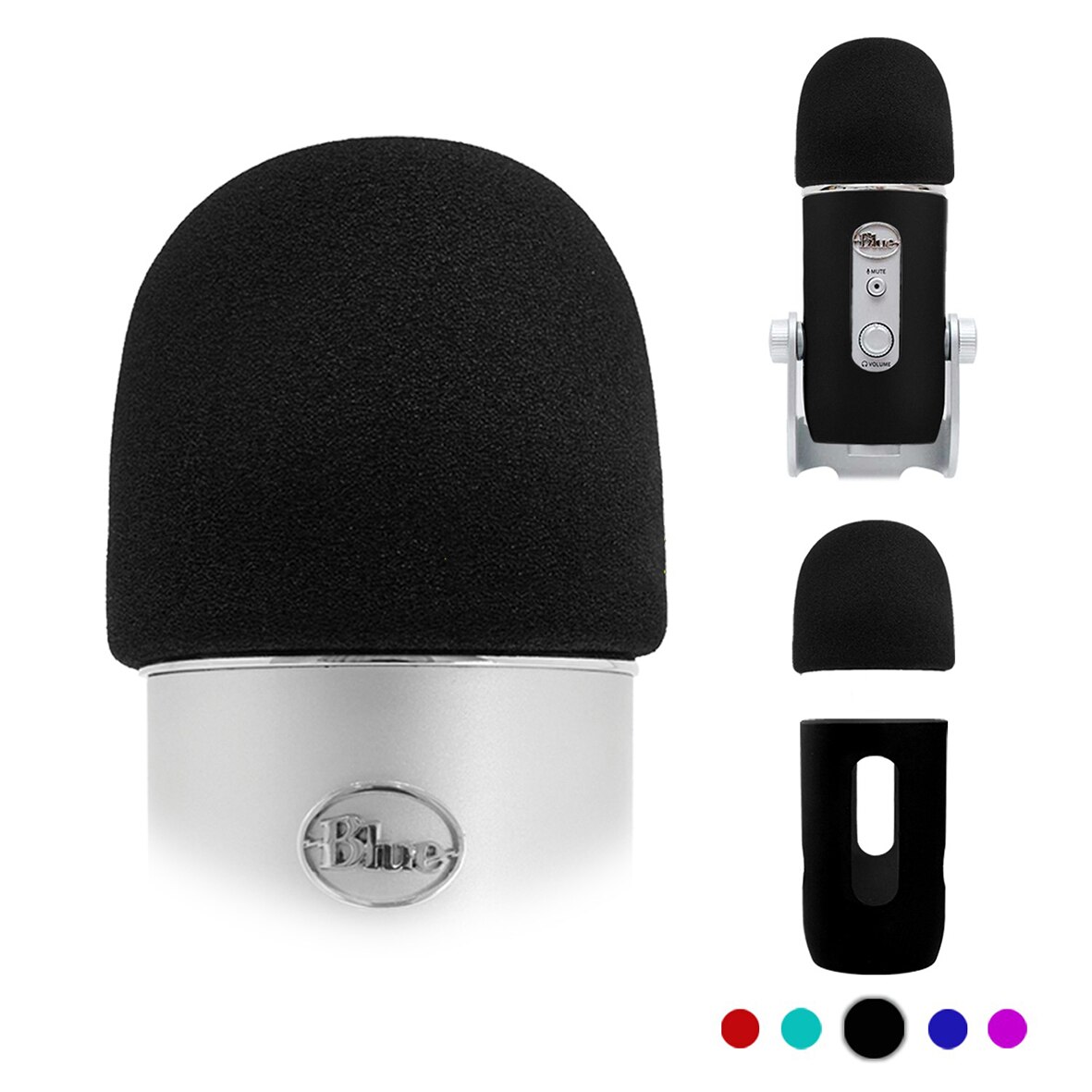 Pare-brise de Microphone de mousse antipoussière de protecteur de gel de silice pour le Yeti bleu, couverture d'éponge de filtre de bruit de microphones de condensateur de Yeti Pro