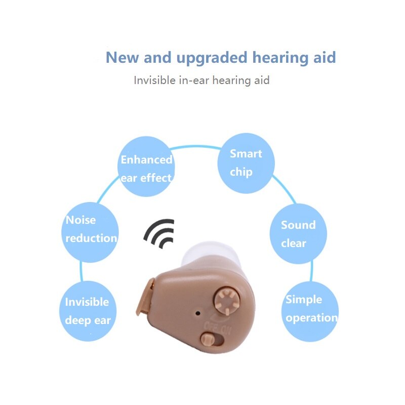 Genopladeligt høreapparat lydforstærker usynligt høreapparat øretelefonforstærker mini høreapparat til døve/ældre s -216