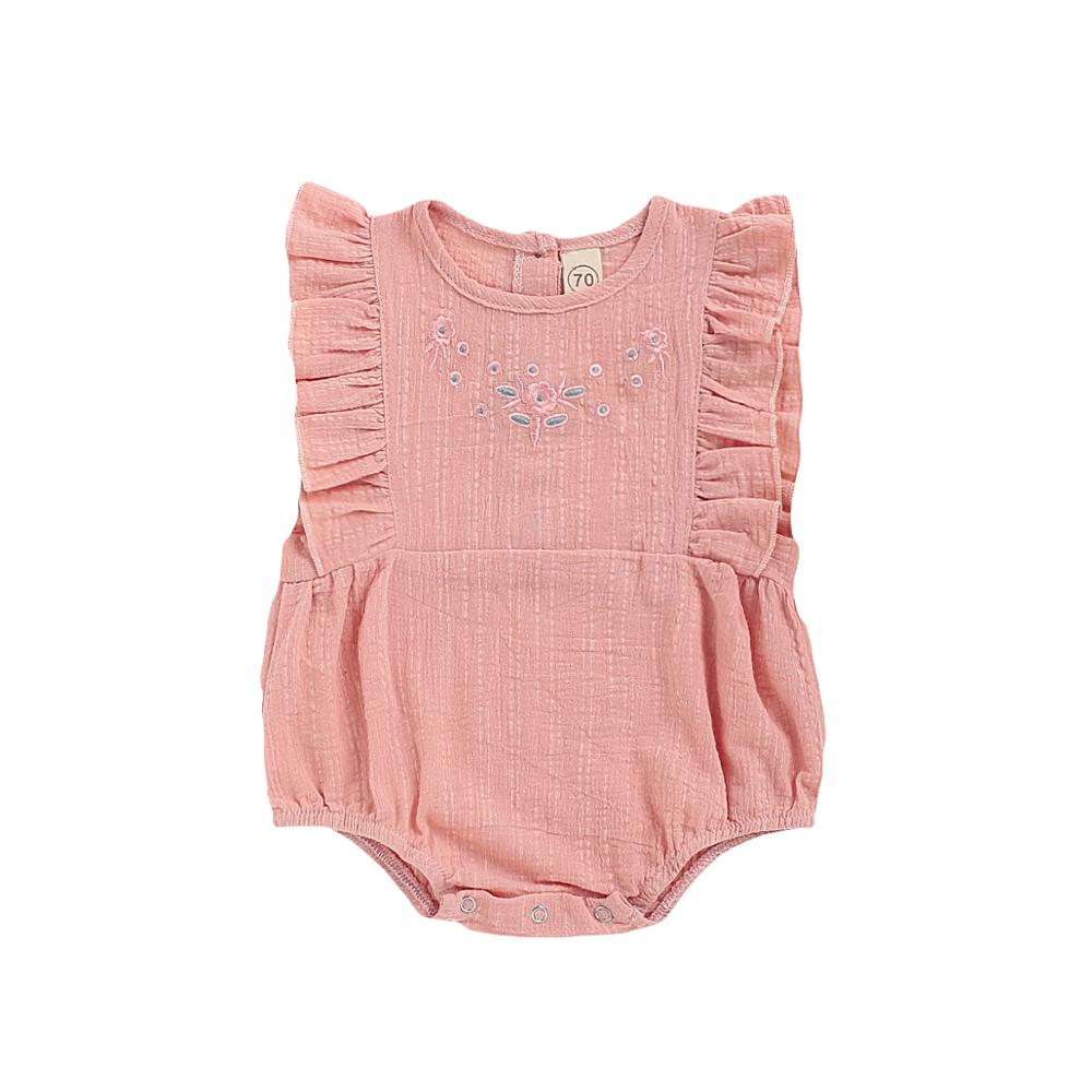 Barboteuse pour bébés garçons et filles, sans manches, à volants, motif Floral, vêtements d'été, tenue décontractée, une pièce,: C / 6M