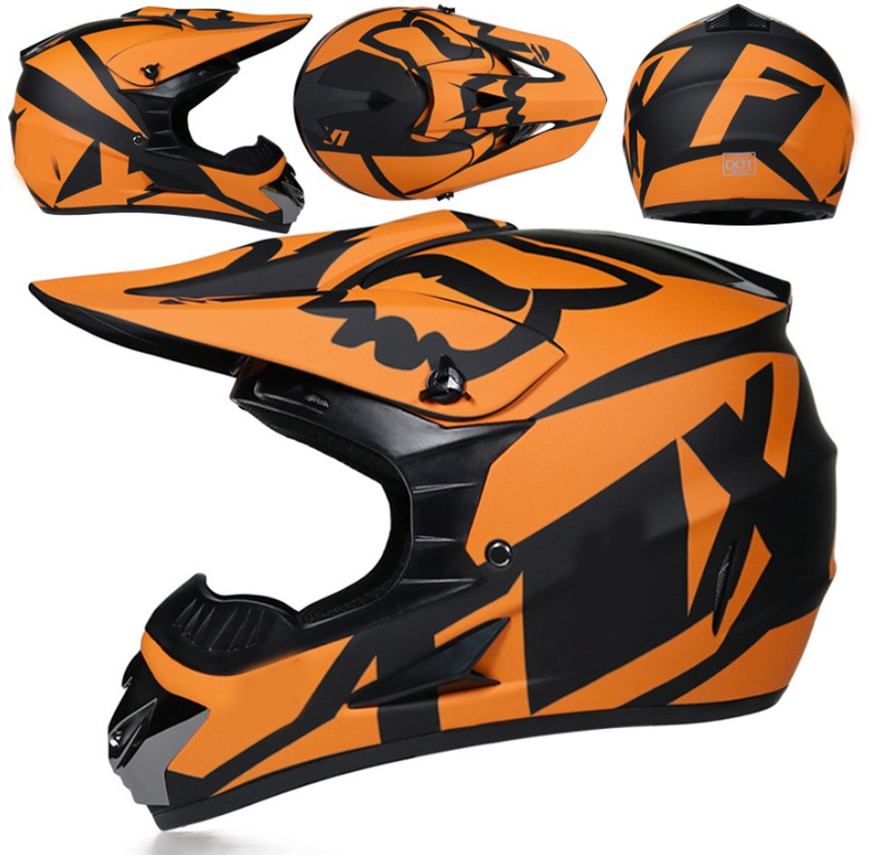 Youth Motocross Helmets, Motorcycle Racing Kart Snowmobile Helmet Casco Moto, Unisex, Suitable for All Seasons: Orange