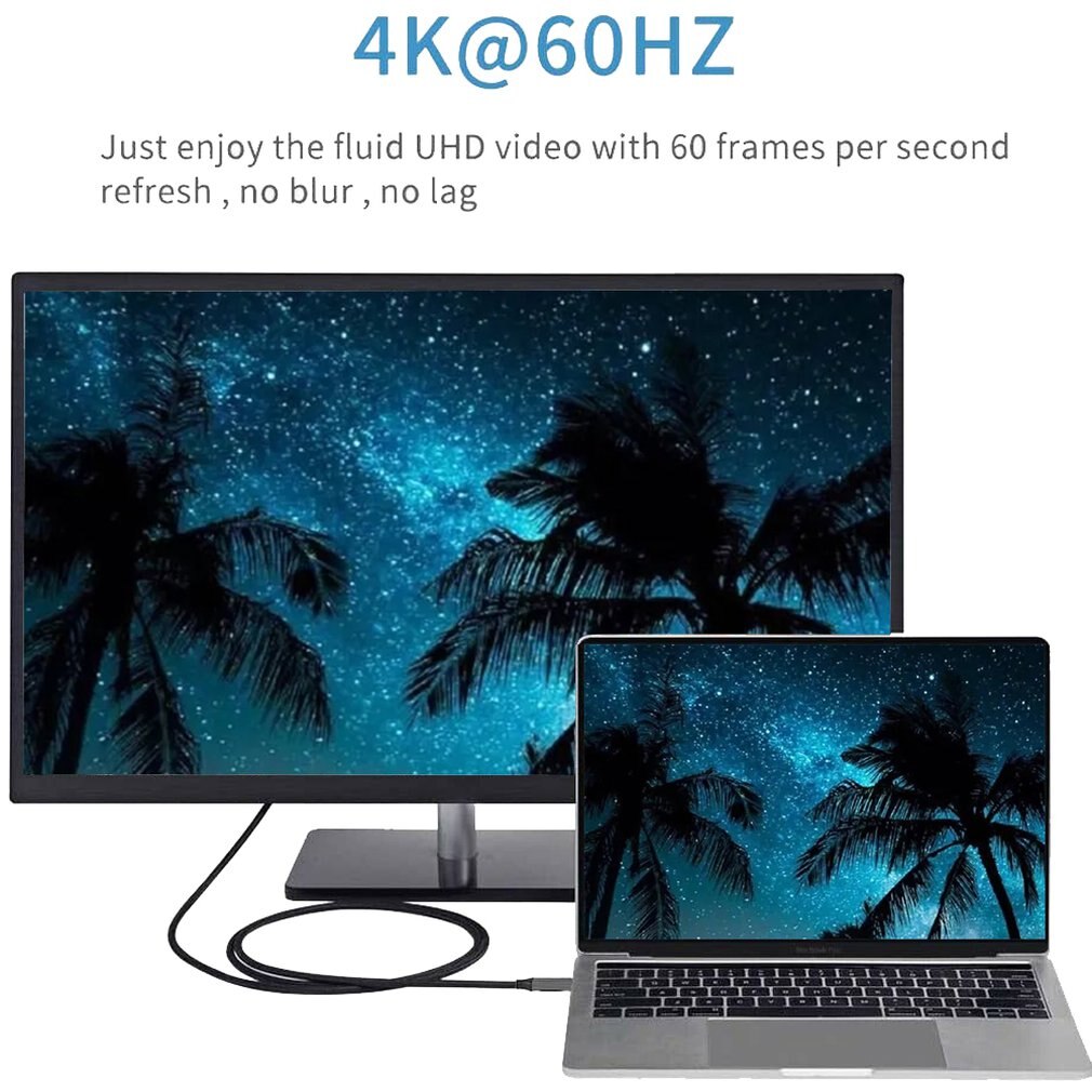 Usbc til mini displayport kabel 6ft usb type c tordenbolt 3 til mini dp ledning 4k praktiske bærbare kabler kombinert type onleny