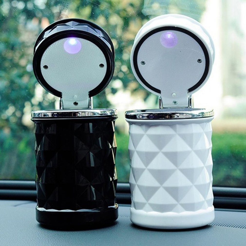 Universele Auto Asbak Asbak Voertuig Creatieve Auto Interieur Asbak Draagbare Metalen Asbak Met Cover Lampen