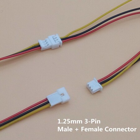 20 Sets/Lot Connector Micro JST 1.25MM 2-Pin/3-Pin/4-Pin Male&Female Connector Plug with Wires Cables LED Strip Connectors: 3P Male Female