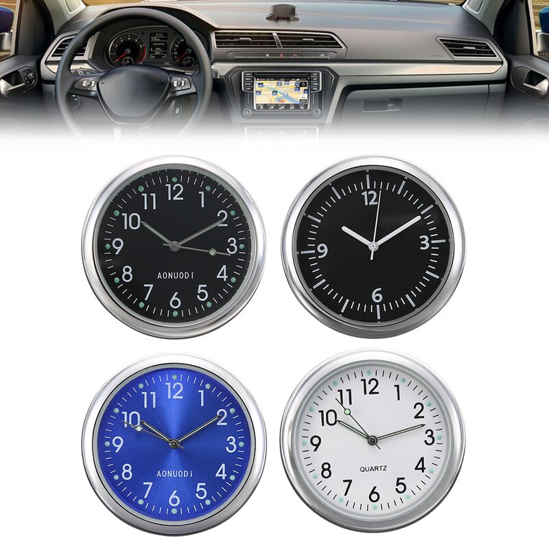 Mini bil stick-on ur lomme kvarts ur bil dekorative lysende analoge ur med selvklæbende til bilbåd dekoration