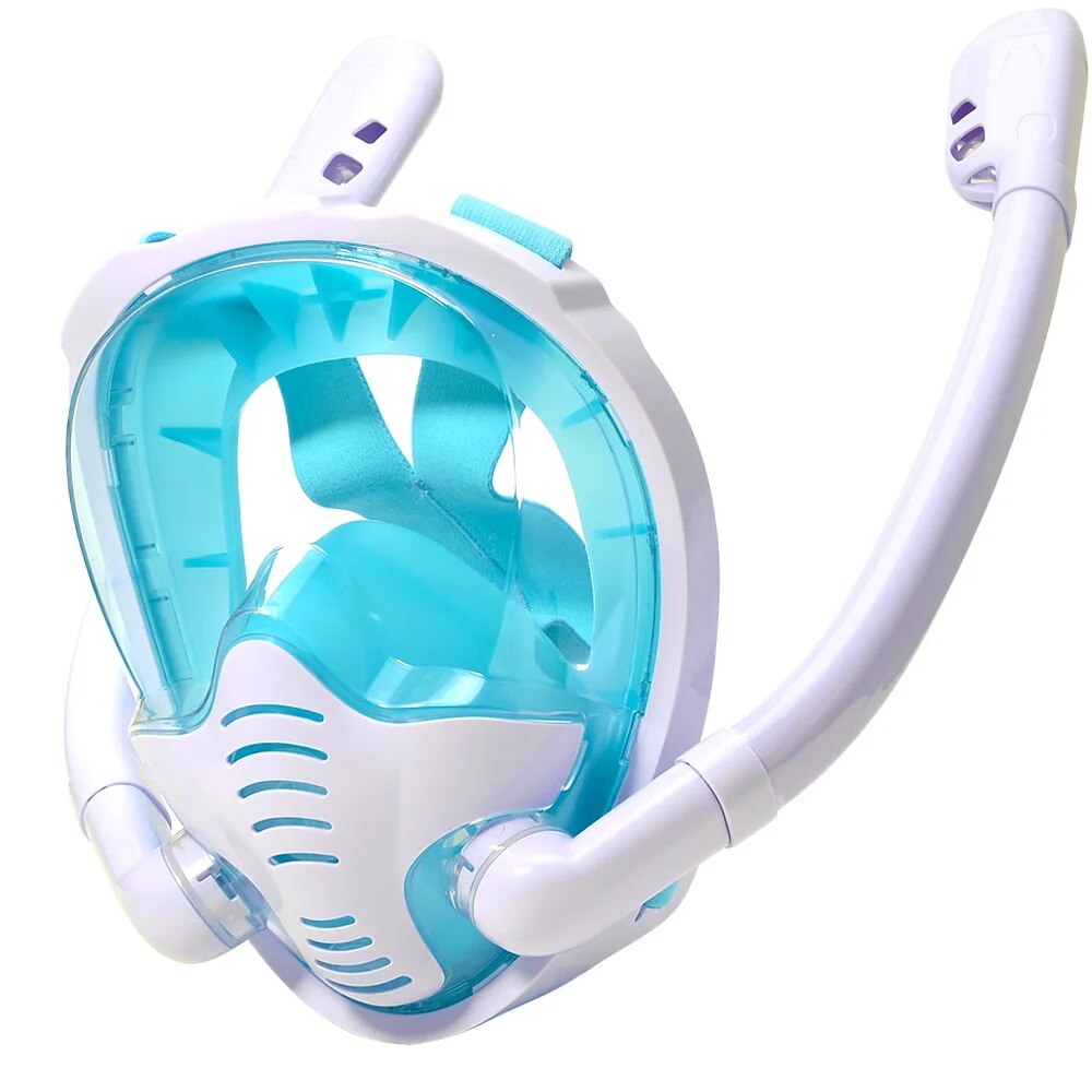 Full Face Snorkel Masker 180 ° Panoramisch Zicht Siliconen Droge Top Snorkelen Duiken Zwembril Met 2 Snorkels Anti-Mist Anti-Lea: green / S/M
