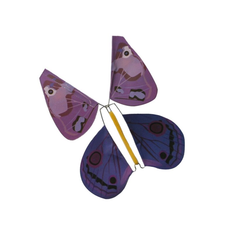 Metal Bracket Butterfly Rubber Band Power Wind Up Butterfly Toy (6Pcs)
