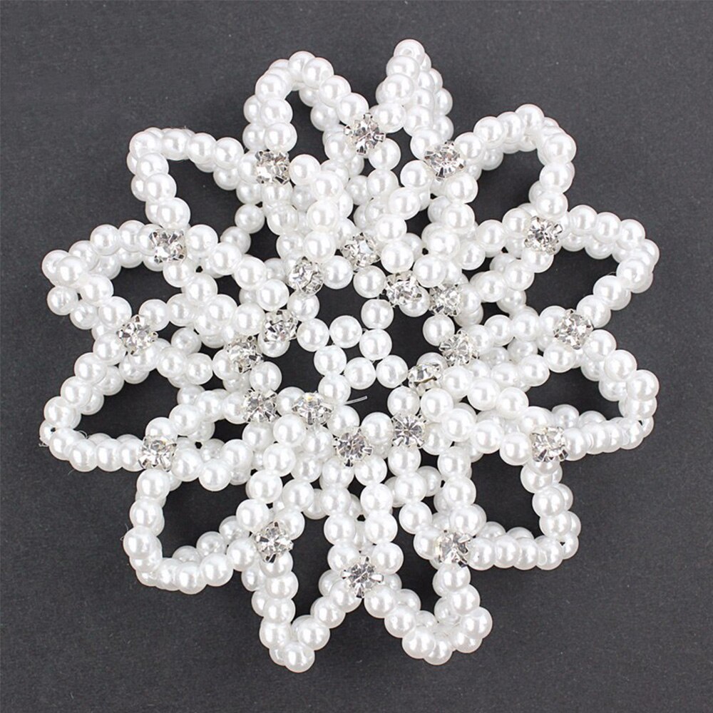 1 pièces filets à cheveux élastiques en perles au Crochet faits à la main Ballet danse Snood filet chignon couvre ornement pour dames filles