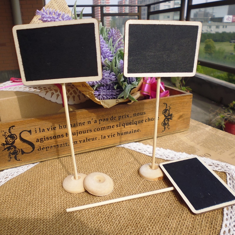 30pcs Mini Rectangle Wooden Blackboard Price Display Stick Stand Holder DIY Message Stand Chalkboard 18x8cm