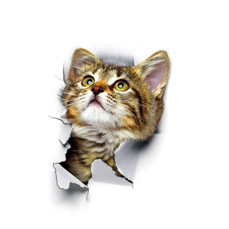 Adesivos de parede toalete gato dos desenhos animados decalques arte removível 3d diy decoração da parede adesivo mural diy casa decoração do banheiro: 01