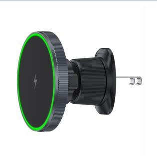 Cargador de coche inalámbrico magnético con luz LED, soporte para teléfono móvil, estación de carga rápida con imán para iPhone 16 15 14 13 12 Pro Max
