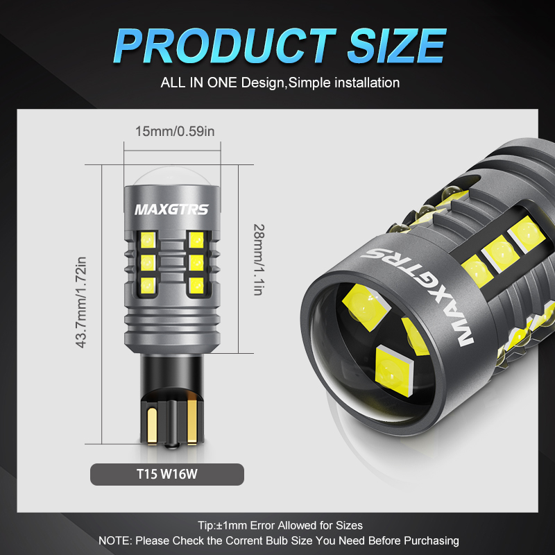 2 Stücke T15 LED-lampe W16W LED Lampe Canbus Kein Fehler XBD 18-SMD 912 921 LED-leuchten 12 V Auto Sicherung Rückfahrlicht 3000LM 6000 K