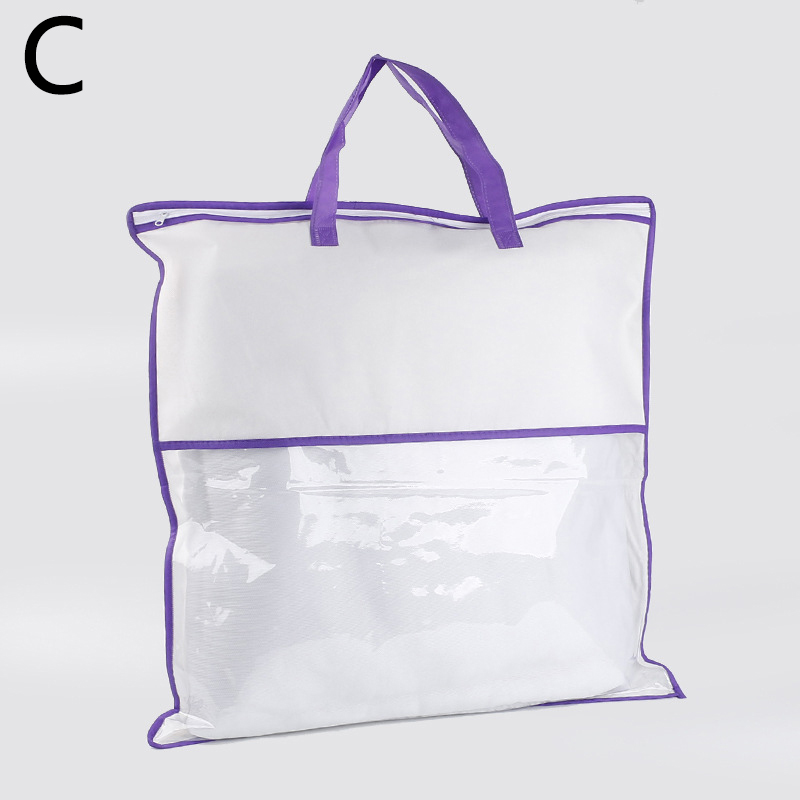 1PC Non-woven Tote Bag Home Textile Zipper Dust-proof Packaging Bag Quilt Pillow Clothes Storage PVC Transparent Bag: 20*60cm / Red