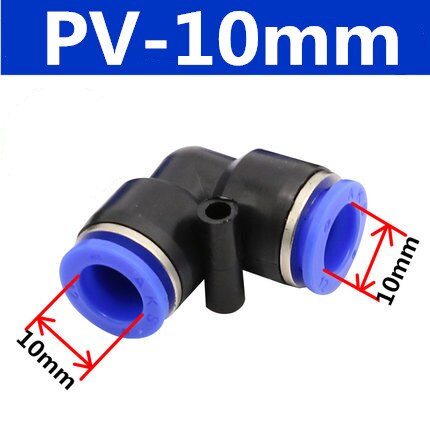 Codo neumático de plástico de ajuste rápido, piezas de aire, tubo de empuje en agua, conector rápido, bloqueo de deslizamiento de 2 vías, PV, 4mm, 6mm, 8mm, 10mm: PV-10mm