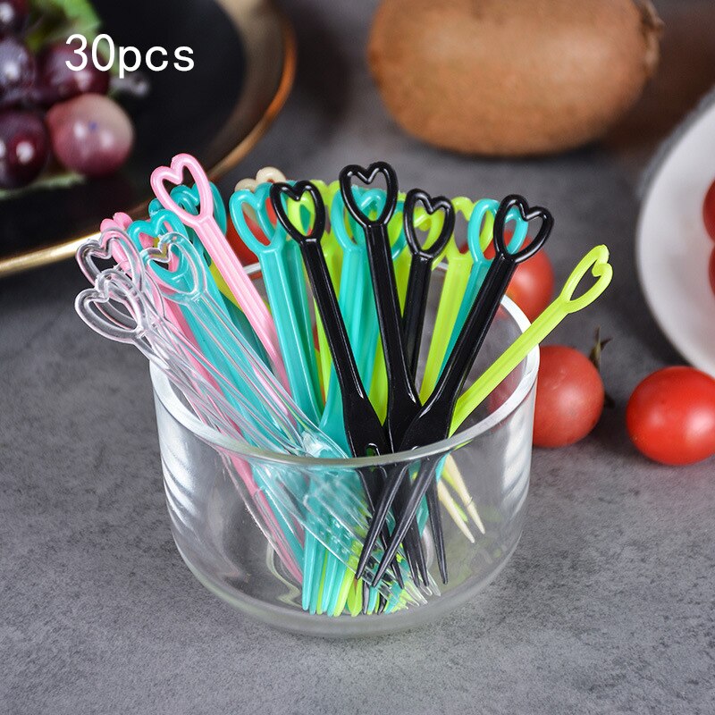 30/50/100 stücke Einweg Obst Gabeln Stick Einzeln Warpped Lebensmittel Forcks Hochzeit Party Weihnachten Für Kunststoff Gabel obst Kuchen: Mix-30pcs