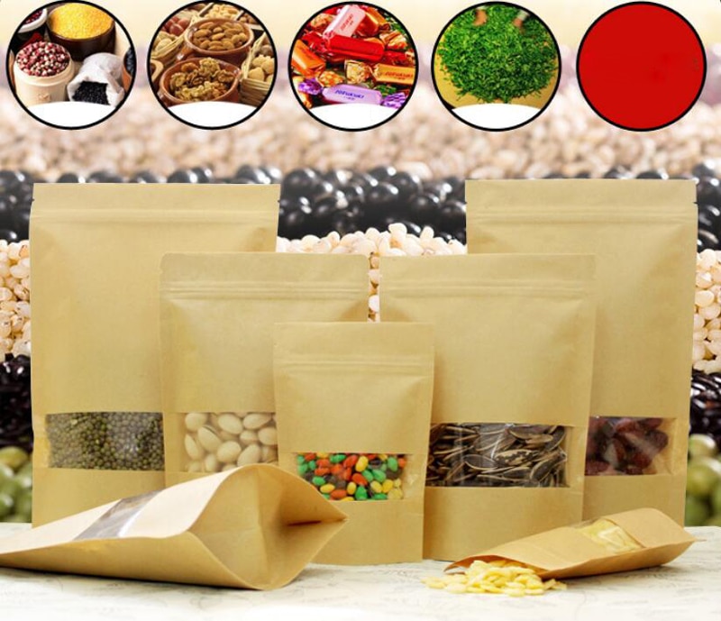 Kraft Paper Tea Bag Stand up Fruit Tea packaging Pouches Zipper Self Sealing Bags 100pcs/lot