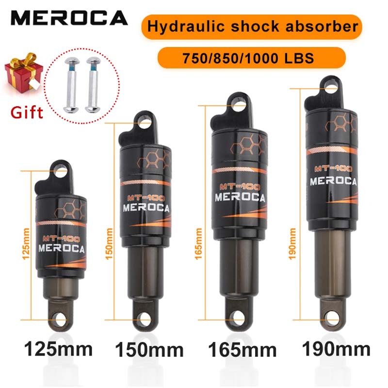 MEROCA-amortiguador trasero para bicicleta de montaña, amortiguador de resorte hidráulico para scooter Eléctrico, 125/150/165/190mm