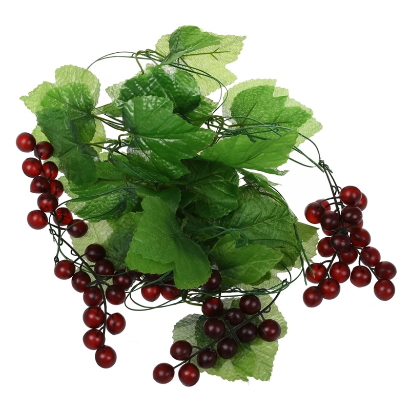 2x Artificial Grape Vine Garland Fruit for Home Garden Decoration: Default Title