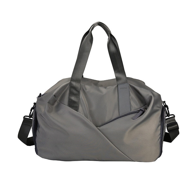 Luggage bag portable travel bag multi function independent shoe position dry wet separation waterproof exercise fitness bag: gray
