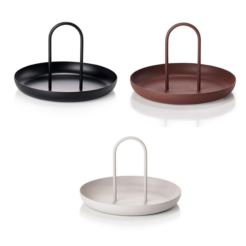 Plateau de rangement de bureau avec poignée, plateaux à bijoux ronds en plastique de style nordique, pour la Table de salon/cuisine, décoration de la maison