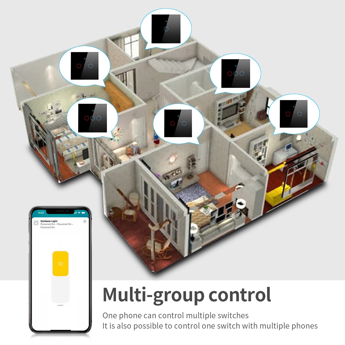 MFI Apple Homekit LED Light Switch WiFi Touch Sensor Wall Switches Smart Home Work With Siri Voice Control Alexa Google Home