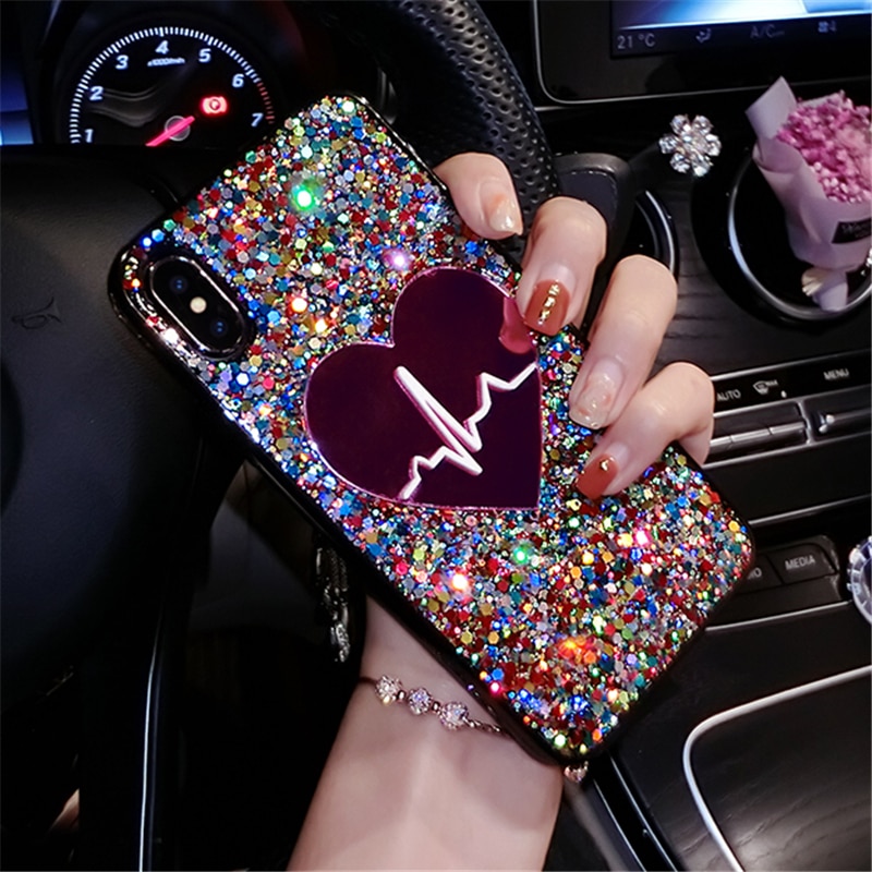 Hoesje voor huawei p smart plus, p smart z, pailletten, grote liefdescover