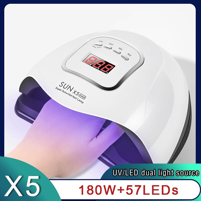 Lámpara de uñas LED UV , alta potencia, 180W, para manicura, hielo, 10S, secado rápido, esmalte de Gel,