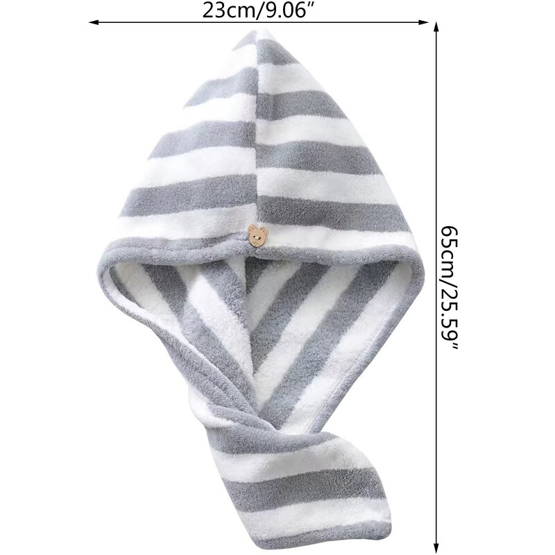 Droog Haar Super Absorberende Haardrooginrichtingen Hoed Snel Droog Gestreepte Douche Haar Tulband Coral Fleece Haar Handdoek Voor Drogen Krullend lange