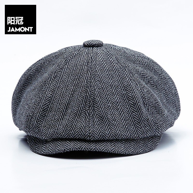 JAMONT Unisex Autumn Winter Newsboy Caps Men And Women Warm Tweed Octagonal Hat For Male Detective Hats Retro Flat Caps chapeau