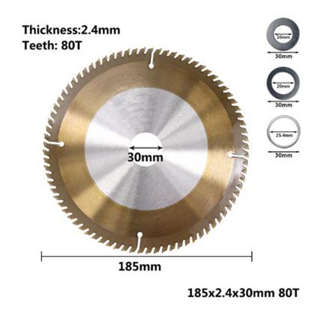 24/40/48/80T tarcza robić rzeźbienia w drewnie tarcza tarczowa 160/165/185mm frez metalowy plastik robić szlifierki kątowej metalowa tarcza tnąca: 185x30x2 4x80T
