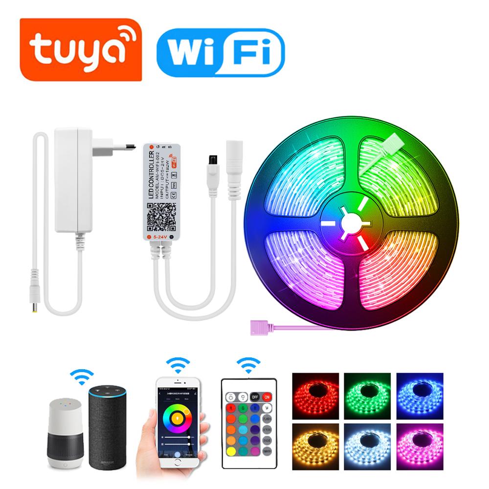 Tuya Smart Life WIFI LED Strip Light 5050RGB lampada inteligente Google Home Alexa Compatible Remote Control Smart Home Lighting