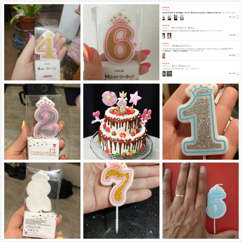 Bougie couleur argent chiffres brillant 0 à 9 ans pour gâteau joyeux anniversaire, couronne en forme de couronne pour mariage et fête pour enfants et adultes