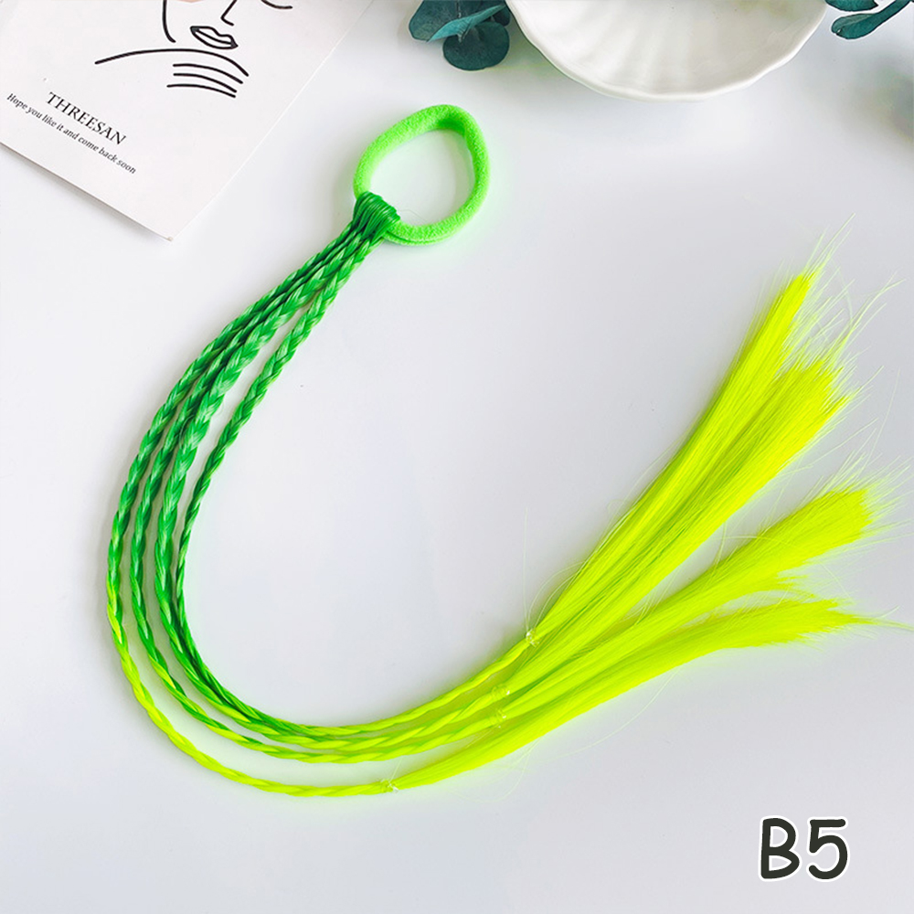 Extensiones de cabello con trenzas coloridas sintéticas con bandas de goma, coleta trenzada de arcoíris, accesorios para el cabello para niñas: P1B / 613