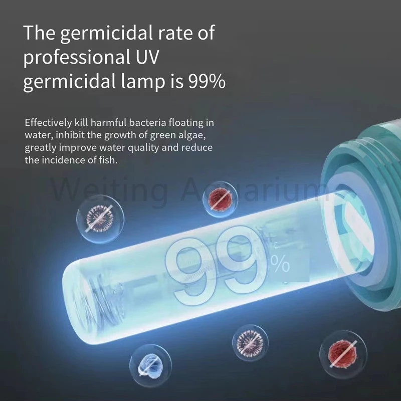 Lámpara de desinfección UV para pecera, lámpara de esterilización de buceo para estanque de peces, eliminación de algas, accesorios externos para acuario