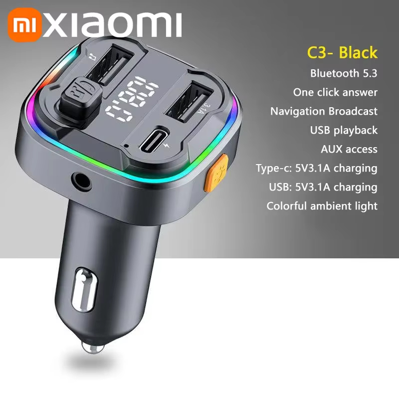 Xiaomi FM Sender Bluetooth 5.3 Freisprecheinrichtung Auto AUX Radio Modulator MP3 Player mit Schnellladeadapter Autozubehör: Video CD