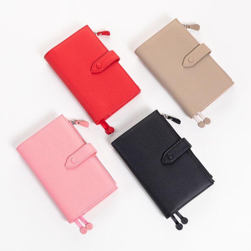 Amnery Lederen Notebook Cover, A6 Slanke Hervulbare Met Pen Lus En Kaartsleuven