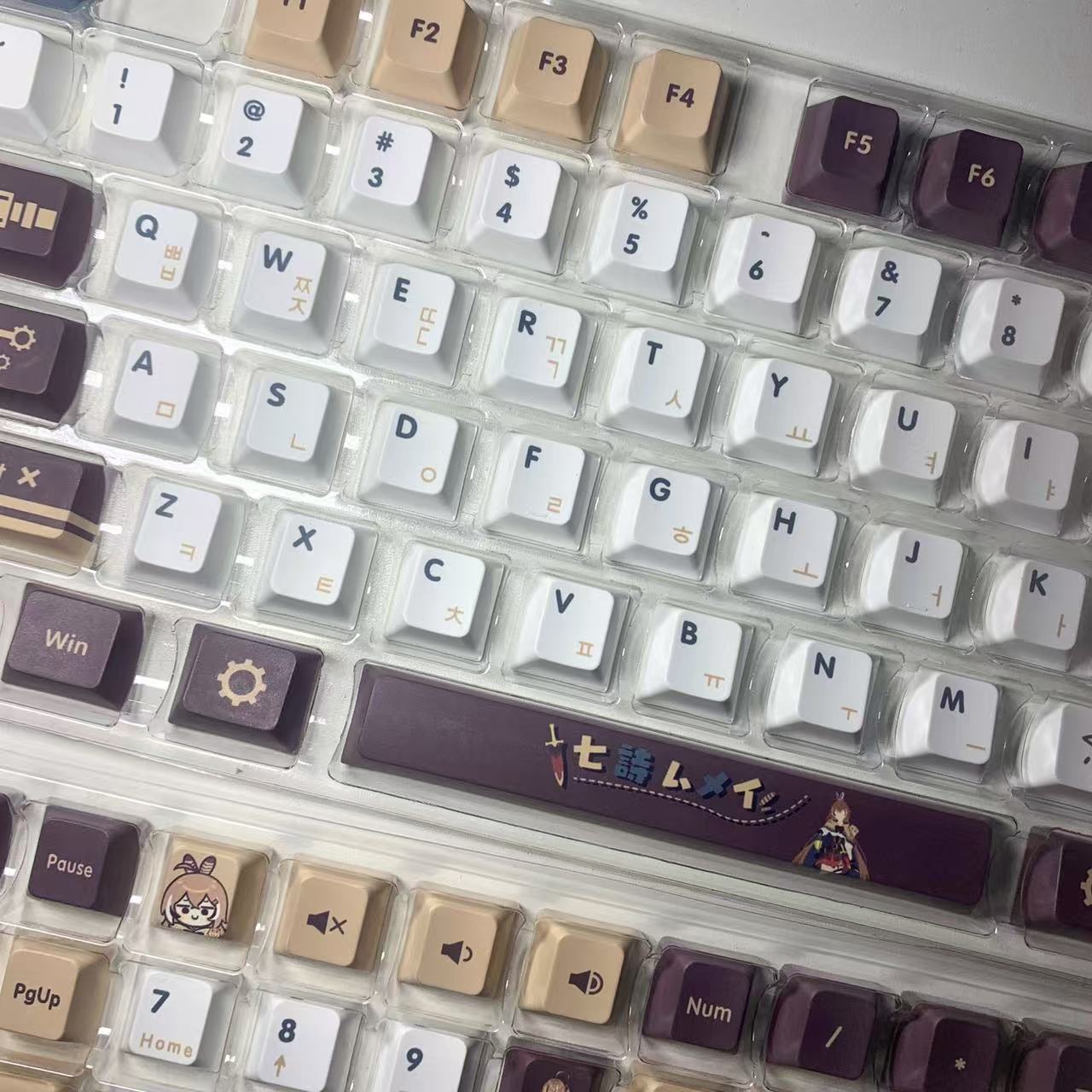 Vtuber Hololive Keycaps 132 Keys Nanashi Mumei Keycaps PBT Key DYE Sublimation Cherry MX Axis Switch Keycap Mechanical Keyboard: Cream Color