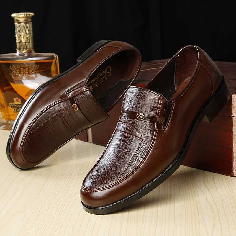 Big size china brand classic male Footwear Brown black White Push dress patent leather office Large Social shoe for men