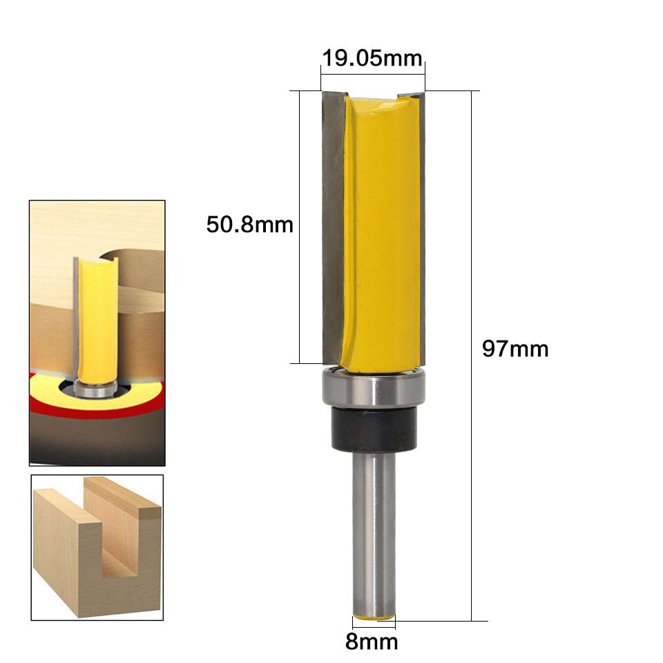 Vack 8mm skaft 3/4 " skabelon trim hængsel borefræser bit lige endefræser trimmer rengøring flush trim tapfræser til træ