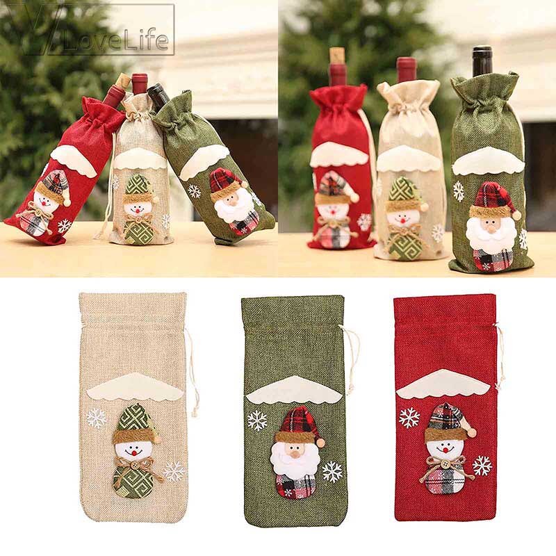 Wein Flasche Abdeckung Weihnachten Dekoration Für Heimat Santa Claus Schneemann Weihnachten Tabelle Dekor Ornamente Navidad Weihnachten