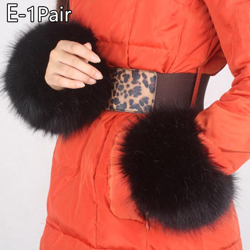 2 pezzi grande polsino in pelliccia da polso decorazione manica grande cappotto invernale manica anello mano pelliccia di volpe sintetica pelliccia grande maniche lunghe calde polsini scaldamuscoli: E