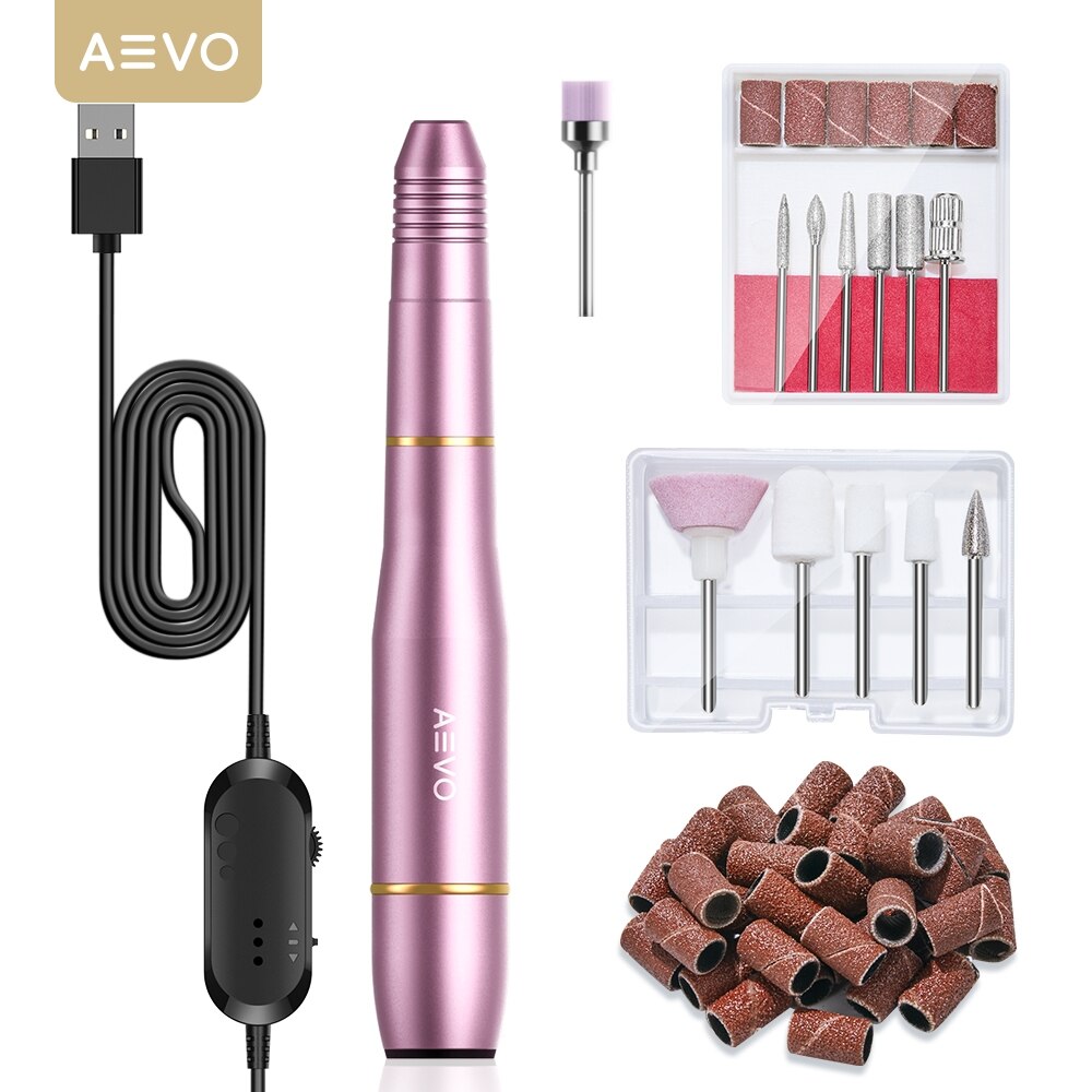 AEVO Electric Nail Drill Set for Manicure Filer Sander Polisher Manicure Machine Nail Drill Equipment Tools 20000RPM USB Plug: Default Title
