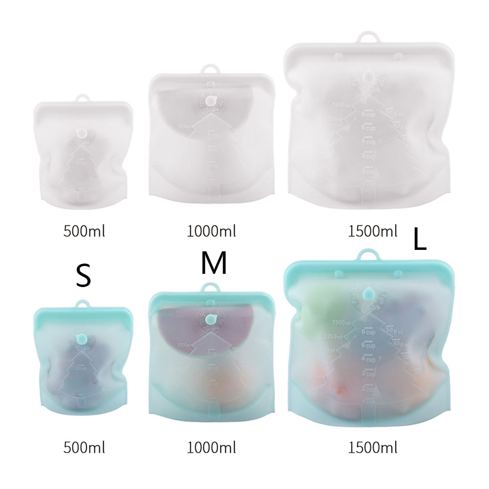 Bolsa de silicona reutilizable para alimentos, bolsa Ziplock para aperitivos, frutas y verduras, sándwich, a prueba de fugas, contenedor de alimentos de cocina, 1 ud.