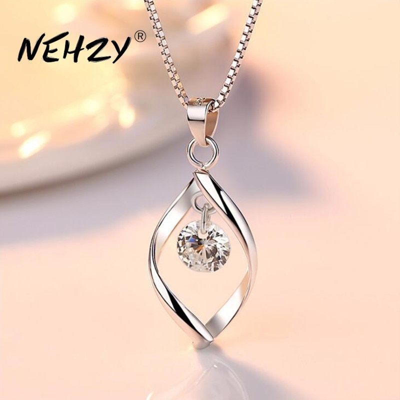 Nehzy 925 Sterling Zilver Vrouwen Mode Sieraden Crystal Zirkoon Retro Eenvoudige Hanger Ketting Lange 45Cm