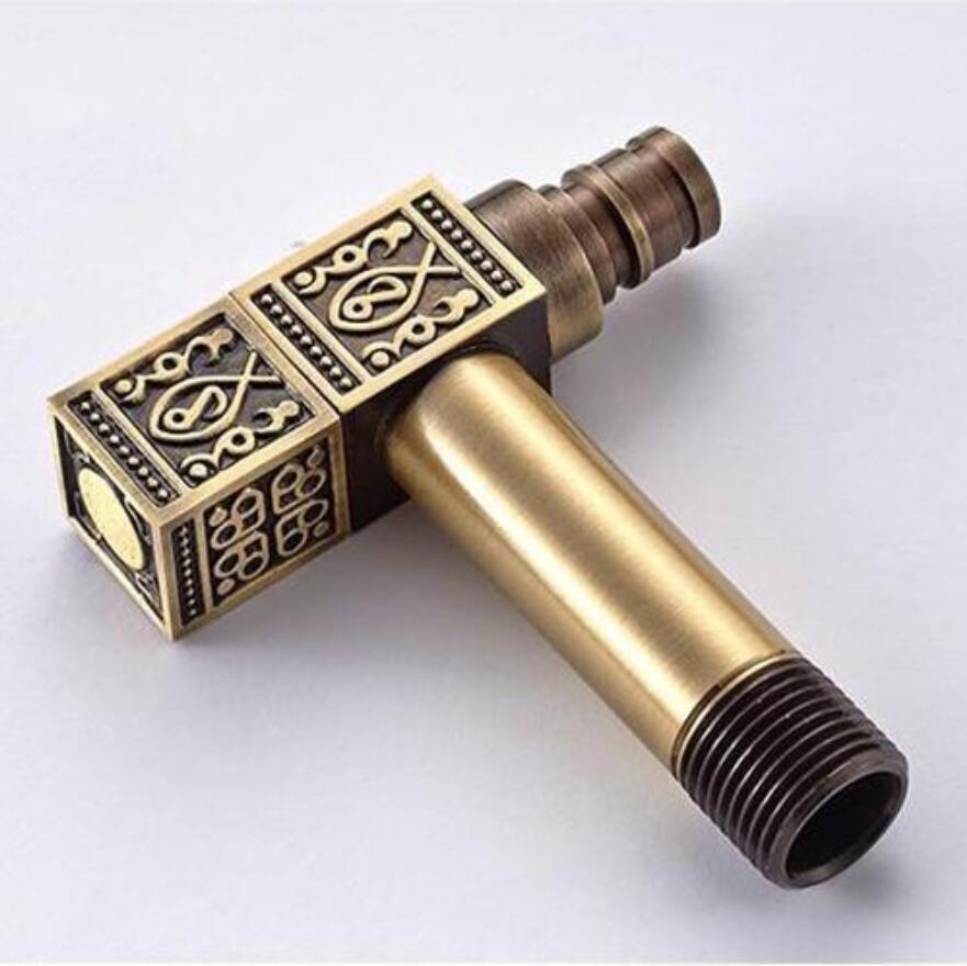 Antique Brass Carved Washing Machine Tap Single Cold Water Laundry Sink Faucet