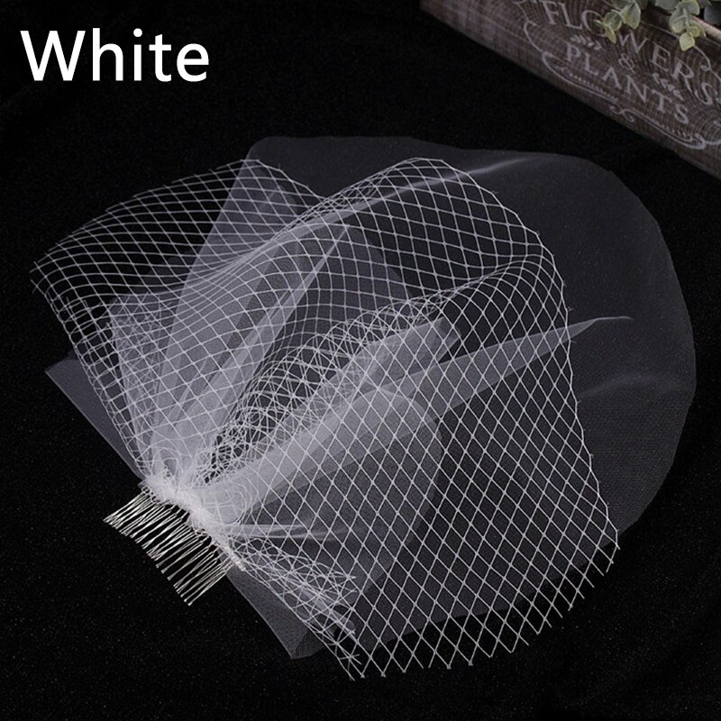 Casquette en Tulle blanc fait à la main, voile pour Cage à oiseaux, accessoires de mariage, voile de mariée court avec peigne: Default Title