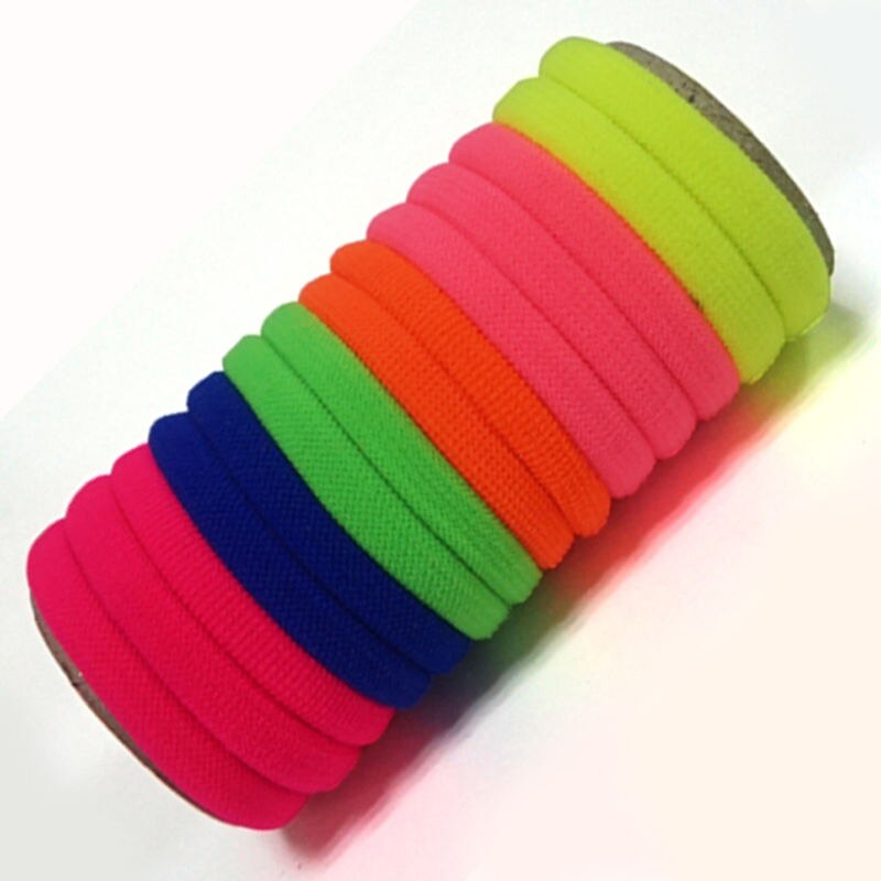 10Pcs Faixas de Cabelo Acessórios de Cabelo para As Mulheres Meninas Fluorescência Doces Gomas de Bandas De Borracha Elástica Elástico Preto Faixas de Cabelo Empate: Fluorescence