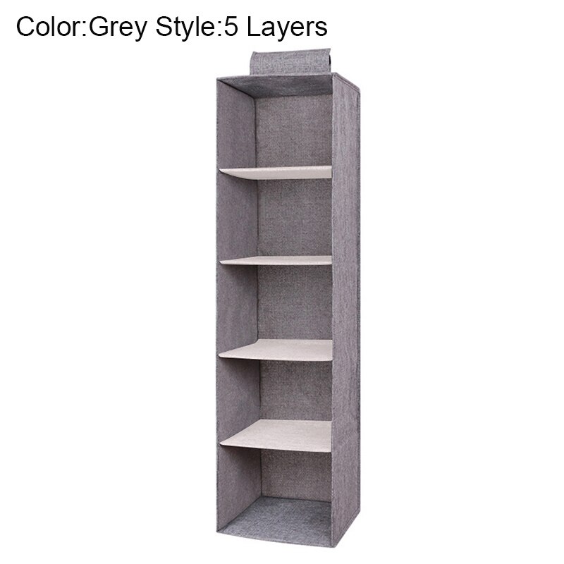 Newly Drawer Shelves Hanging Wardrobe Organizer Storage Box Shoes Clothes For Bedroom FIF66: Grey 5 Layers