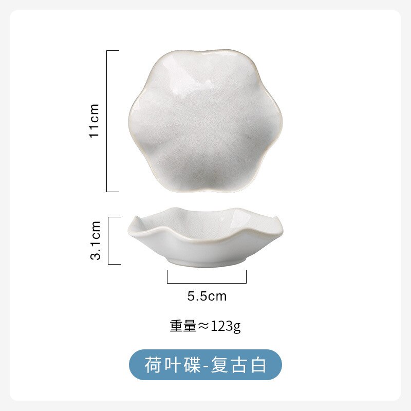 1pc små keramiske tallerkener porcelænsovn glaseret blomst form sauce fad japansk stil pickled dip serveringsfade: D